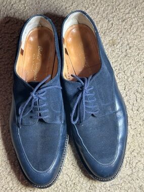 Robert Clergerie Navy Suede and Leather Derby Shoes
